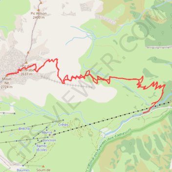 Itinéraire Le Monné de Cauterets, distance, dénivelé, altitude, carte, profil, trace GPS