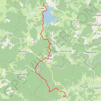 Itinéraire MORVAN jour 1, distance, dénivelé, altitude, carte, profil, trace GPS