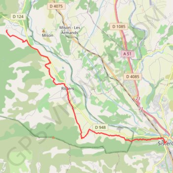 Itinéraire Antonaves - Ribiers, distance, dénivelé, altitude, carte, profil, trace GPS