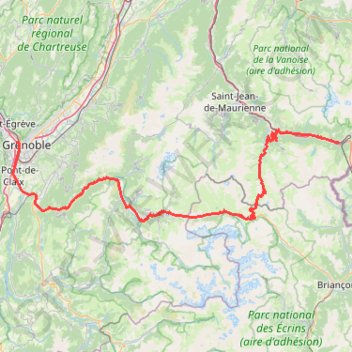 Itinéraire Grenoble Modane, distance, dénivelé, altitude, carte, profil, trace GPS