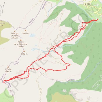 Itinéraire L'Etale - Pointe S, distance, dénivelé, altitude, carte, profil, trace GPS