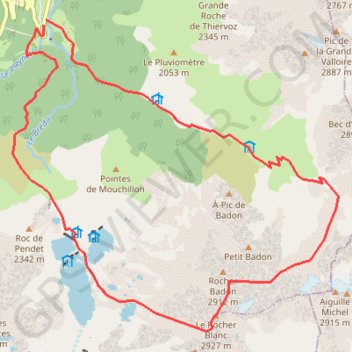 Itinéraire Rocher Blanc Rocher Badon, distance, dénivelé, altitude, carte, profil, trace GPS