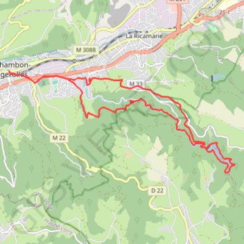 Itinéraire [Itinéraire] Le barrage de Cotatay - Le Chambon-Feugerolles n°6, distance, dénivelé, altitude, carte, profil, trace GPS