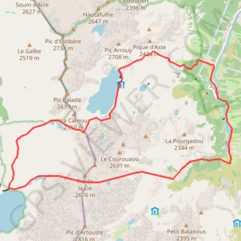 Itinéraire Lacs du Val d'Arrens - Lac de Migouélou - Lac d'Artouste, distance, dénivelé, altitude, carte, profil, trace GPS