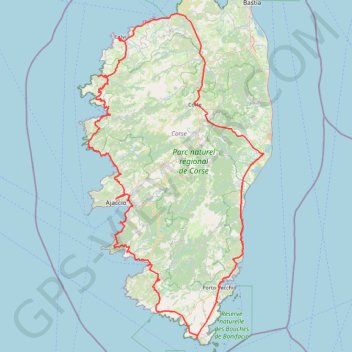 Itinéraire trace corse, distance, dénivelé, altitude, carte, profil, trace GPS