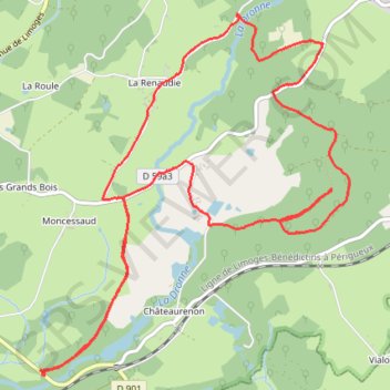 Itinéraire Sources de la dronne, distance, dénivelé, altitude, carte, profil, trace GPS