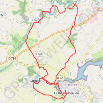 Itinéraire La Roche Derrien, distance, dénivelé, altitude, carte, profil, trace GPS