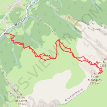 Itinéraire Pic de Mousquès, distance, dénivelé, altitude, carte, profil, trace GPS