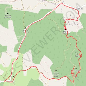 Itinéraire Chaos du Caoussou, distance, dénivelé, altitude, carte, profil, trace GPS