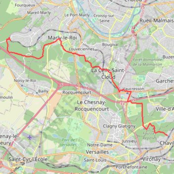 Itinéraire Le Parc de Marly, distance, dénivelé, altitude, carte, profil, trace GPS