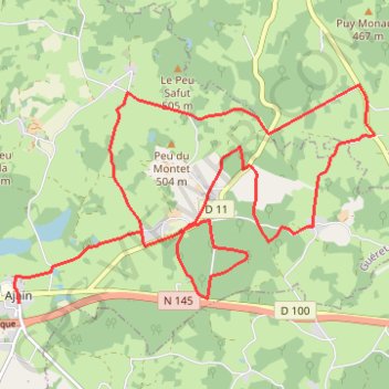 Itinéraire Monts de Guéret, distance, dénivelé, altitude, carte, profil, trace GPS