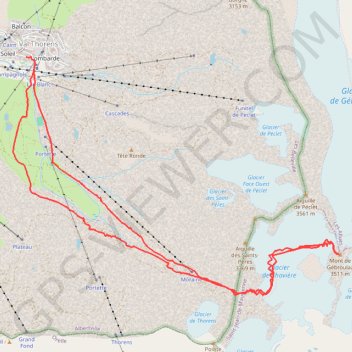 Itinéraire Mont de Gébroulaz, distance, dénivelé, altitude, carte, profil, trace GPS
