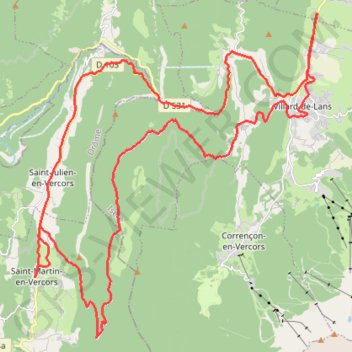 Itinéraire Saint-Martin-en-Vercors - Villars-de-Lans par Herbouilly et retour par les Gorges de la Bourne, distance, dénivelé, altitude, carte, profil, trace GPS