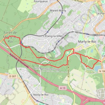 Itinéraire Depuis le parc de Marly, distance, dénivelé, altitude, carte, profil, trace GPS