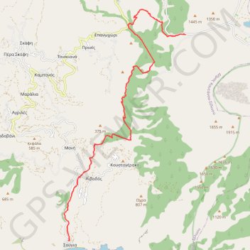 Itinéraire Les gorges d'Agria Irini, distance, dénivelé, altitude, carte, profil, trace GPS