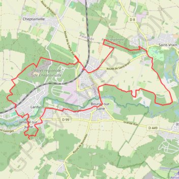 Itinéraire Lardy boucle Saint Vrain, distance, dénivelé, altitude, carte, profil, trace GPS