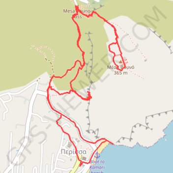 Itinéraire 2023-10-27 Ancient Thira - Mesa Vouno 365m, distance, dénivelé, altitude, carte, profil, trace GPS