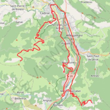 Itinéraire Bosses autour de Foix, distance, dénivelé, altitude, carte, profil, trace GPS