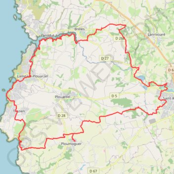Itinéraire Ploumoguer - Lampaul, distance, dénivelé, altitude, carte, profil, trace GPS