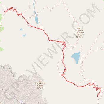 Itinéraire Refuge Sella Quintino - Refuge Giacoletti, distance, dénivelé, altitude, carte, profil, trace GPS