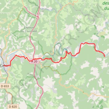 Itinéraire SAINT CIRQ LAPOPIE - CAHORS, distance, dénivelé, altitude, carte, profil, trace GPS