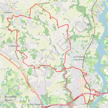 Itinéraire Boucle La Chapelle sur Erdre - Gesvre - Treilleres, distance, dénivelé, altitude, carte, profil, trace GPS