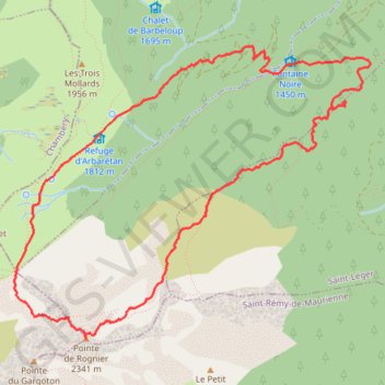 Itinéraire Pointe de Rognier depuis le Chalet de la Fontaine Noire, distance, dénivelé, altitude, carte, profil, trace GPS