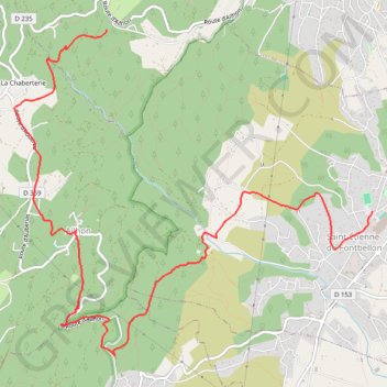Itinéraire Saint etienne fontbellon ailhon, distance, dénivelé, altitude, carte, profil, trace GPS