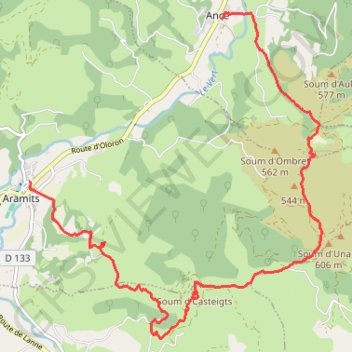 Itinéraire De Aramits à Ance, distance, dénivelé, altitude, carte, profil, trace GPS