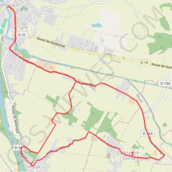 Itinéraire Boucle à Venerque, distance, dénivelé, altitude, carte, profil, trace GPS