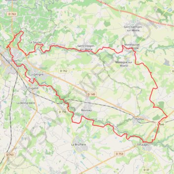 Itinéraire Tiffauges - Clisson, distance, dénivelé, altitude, carte, profil, trace GPS