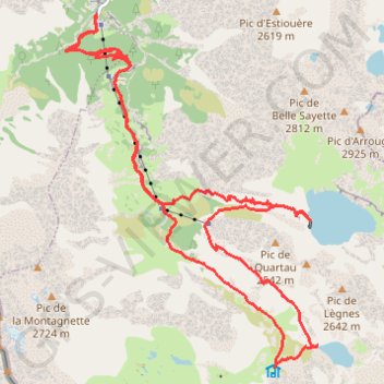 Itinéraire Lac de Caillauas, lac de Pouchergues, par les gorges de Clarabide., distance, dénivelé, altitude, carte, profil, trace GPS