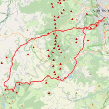 Itinéraire Auvergne longue, distance, dénivelé, altitude, carte, profil, trace GPS