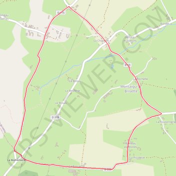 Itinéraire MONTAIGU LA BRISETTE, distance, dénivelé, altitude, carte, profil, trace GPS