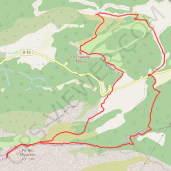 Itinéraire Le pic des mouches par la citadelle et le col des portes, distance, dénivelé, altitude, carte, profil, trace GPS