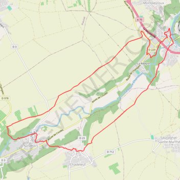 Itinéraire Les coteaux de la Couze Chambon Version 2, distance, dénivelé, altitude, carte, profil, trace GPS