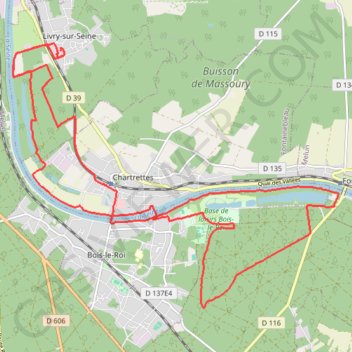 Itinéraire Chartrettes Bois-le-Roi, distance, dénivelé, altitude, carte, profil, trace GPS