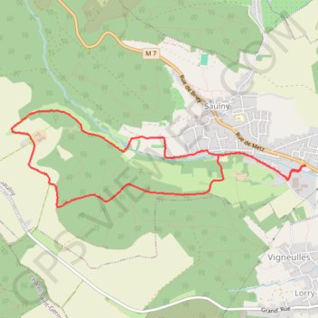 Itinéraire Saulny, distance, dénivelé, altitude, carte, profil, trace GPS