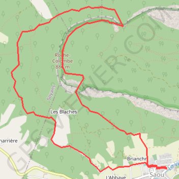 Itinéraire Rochecolombe, distance, dénivelé, altitude, carte, profil, trace GPS