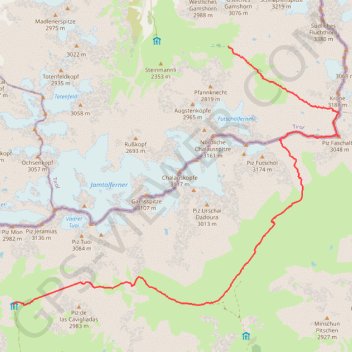 Itinéraire Tuoi à Jamtal, distance, dénivelé, altitude, carte, profil, trace GPS
