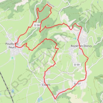 Itinéraire B3 - Les balcons du Forez, distance, dénivelé, altitude, carte, profil, trace GPS