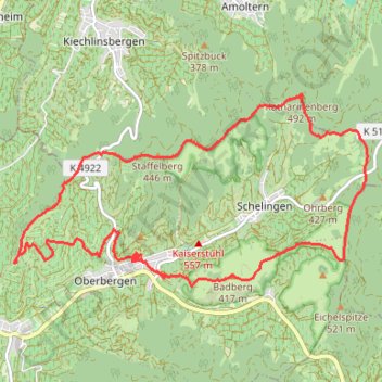 Itinéraire Oberbergen, distance, dénivelé, altitude, carte, profil, trace GPS