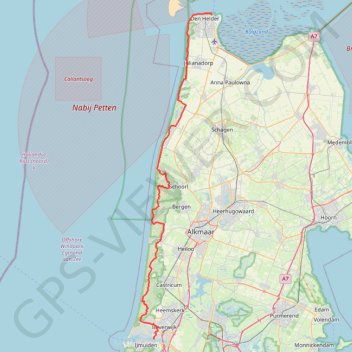 Itinéraire Den Helder-Noordzeekanaal, distance, dénivelé, altitude, carte, profil, trace GPS