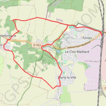 Itinéraire Du côté de Marly la Ville, distance, dénivelé, altitude, carte, profil, trace GPS