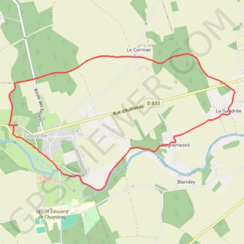 Itinéraire Circuit de La Gaudrée - Gouville, distance, dénivelé, altitude, carte, profil, trace GPS