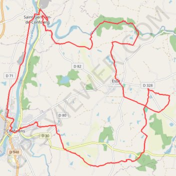 Itinéraire 5_confolens_vtt_28,1 km, distance, dénivelé, altitude, carte, profil, trace GPS