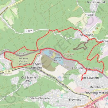 Itinéraire Canyon de Freyming-Mühlenweiher, distance, dénivelé, altitude, carte, profil, trace GPS