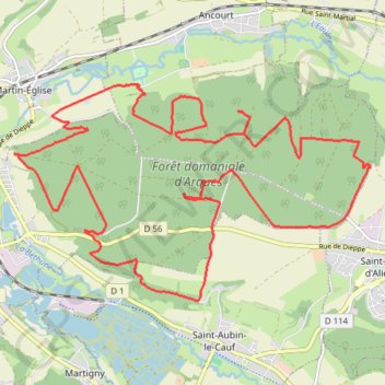 Itinéraire Forêt d'Arques, distance, dénivelé, altitude, carte, profil, trace GPS