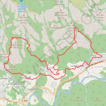 Itinéraire Les cascades d'Albine, distance, dénivelé, altitude, carte, profil, trace GPS