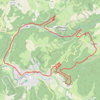 Itinéraire Ornans et la Vallée de la Loue - La Brème, distance, dénivelé, altitude, carte, profil, trace GPS